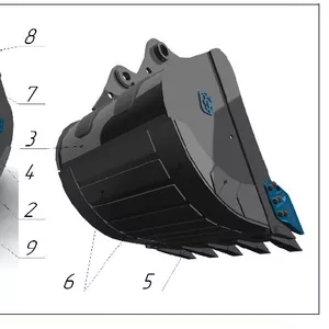 Ковш стандартный 2.1, 0  с бокорезами для Caterpillar 320BL