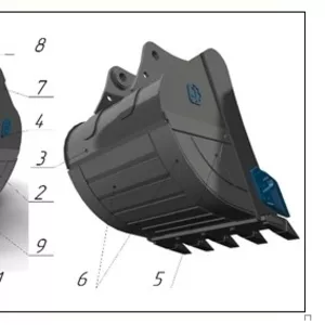 Усиленный ковш с бокорезами HD-2.1, 3 для экскаватора Volvo EC210B LC