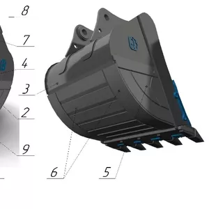 Ковш усиленный с межзубьевой защитой и протектором HD-2.1, 4 для JCB 