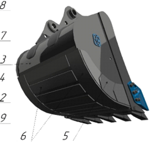 Ковш стандартный SB-3.1, 2 с бокорезами для экскаватора 