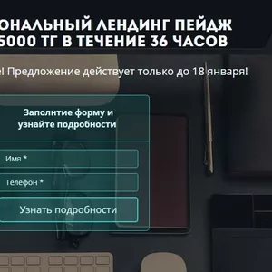 Профессиональный лендинг пейдж всего за 25000тг только до 18 января!